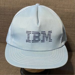 IBM Snapback Hat VTG Cap Black Computers 80s 90s Collectible Made in USA